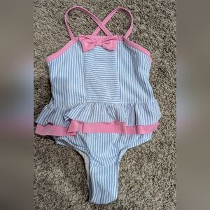 4t seersucker swimsuit girl pink bow crown & ivy